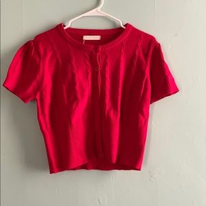 Retro red short sleeves cardigan from Belle Poque